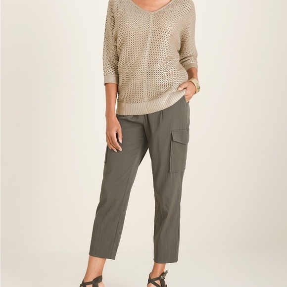 V-Neck Open-Stitch Pullover Sweater - Picture 2 of 8